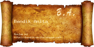 Bendik Anita névjegykártya